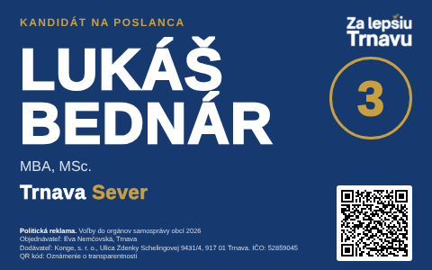 Lukáš Bednár - kandidát za poslanca Trnavy