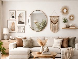 Dekorácie na steny v obývačke: obrazy, zrkadlá a závesné doplnky