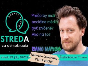 Do Trnavy príde diskutovať Samo Marec, hovoriť bude o dopadoch sociálnych sietí