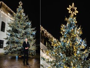 Prezidentský palác už dýcha sviatočnou atmosférou, rozsvietili stromček z Trstína